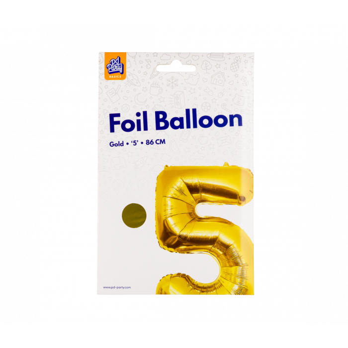 Foil Balloon 86 cm- nummer 5 Gold