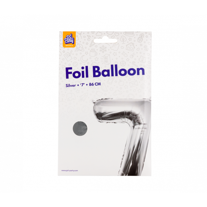 Foil Balloon 86 cm- nummer 7 zilver