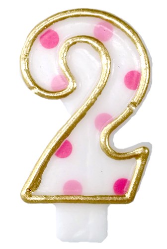 Taartkaars roze nummer 2