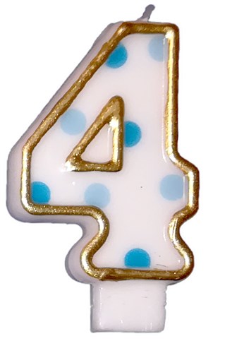 Taartkaars blauw nummer 4