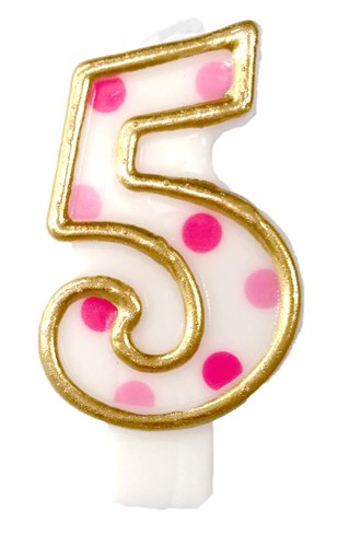 Taartkaars roze nummer 5