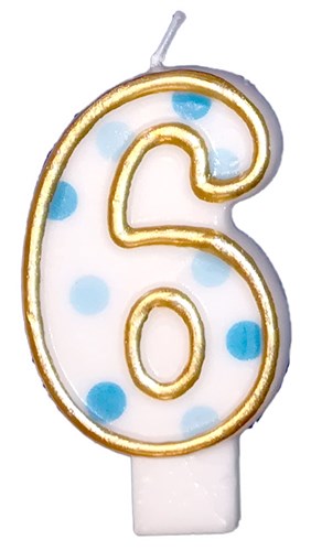 Taartkaars blauw nummer 6