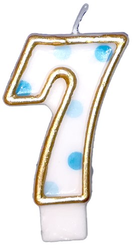 Taartkaars blauw nummer 7