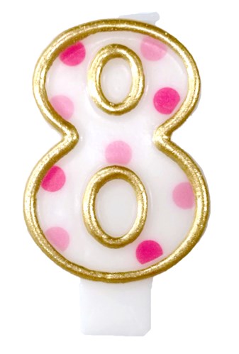 Taartkaars roze nummer 8