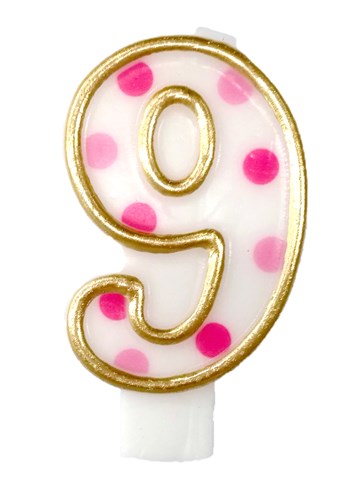 Taartkaars roze nummer 9