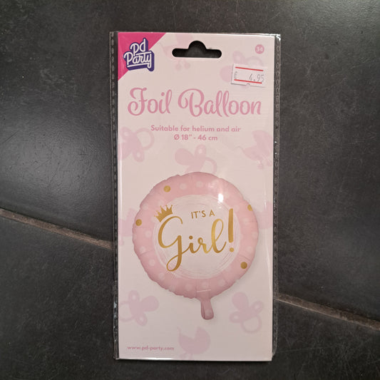 Folie ballon it's a girl roze