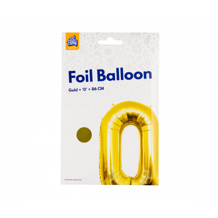 Foil Balloon 86 cm- nummer 0 Gold