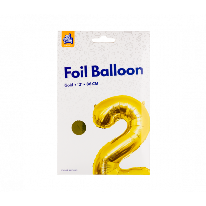 Foil Balloon 86 cm- nummer 2 Gold