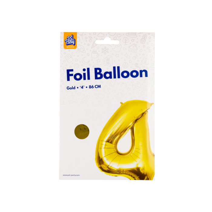 Foil Balloon 86 cm- nummer 4 Gold