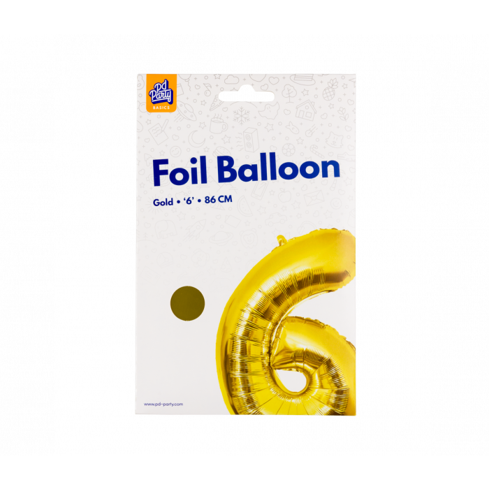 Foil Balloon 86 cm- nummer 6 Gold