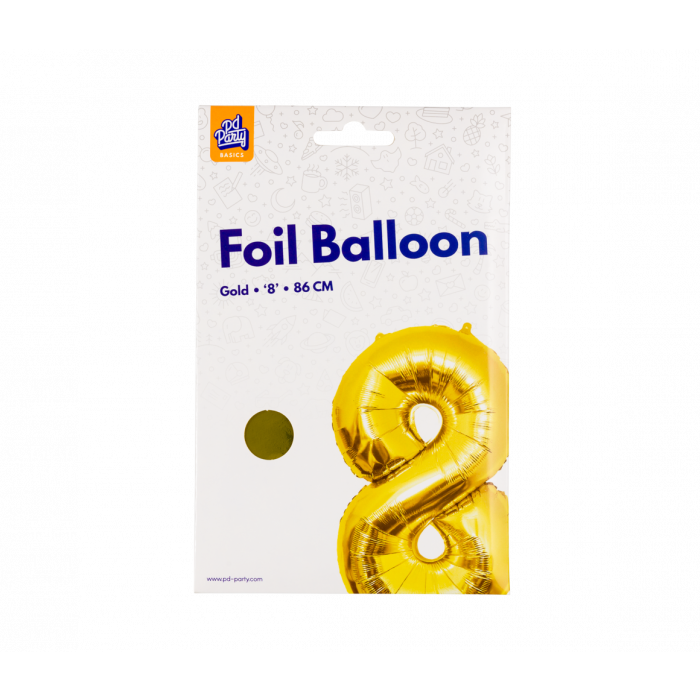 Foil Balloon 86 cm- nummer 8 Gold