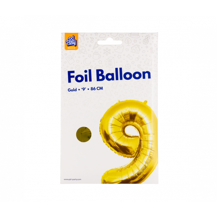 Foil Balloon 86 cm- nummer 9 Gold