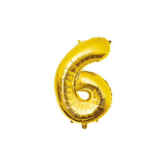 Foil Balloon 86 cm- nummer 6 Gold