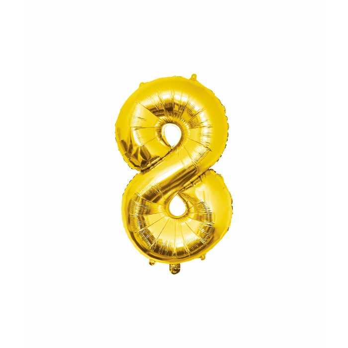 Foil Balloon 86 cm- nummer 8 Gold