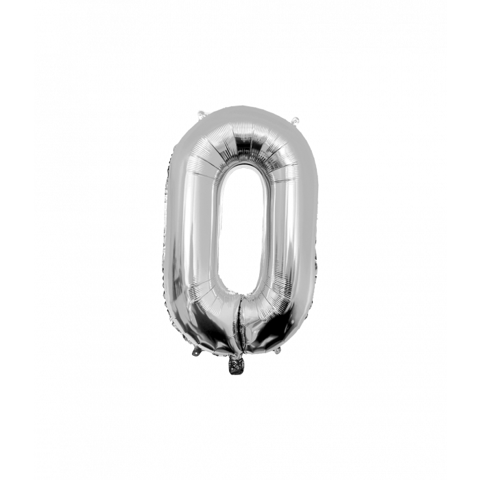 Foil Balloon 86 cm- nummer 0 zilver