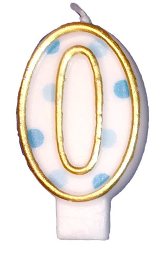 Taartkaars blauw nummer 0