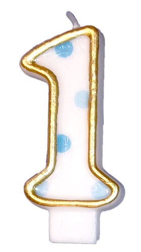 Taartkaars blauw nummer 1