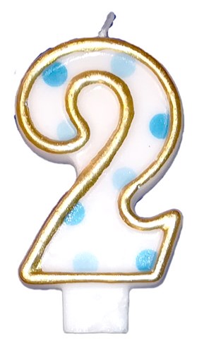 Taartkaars blauw nummer 2