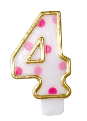 Taartkaars roze nummer 4