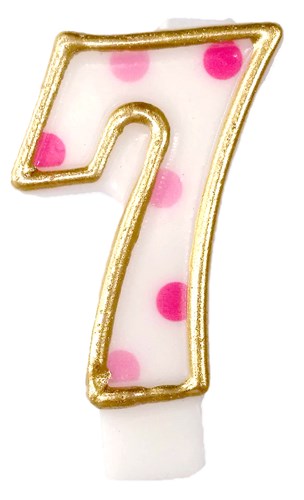 Taartkaars roze nummer 7