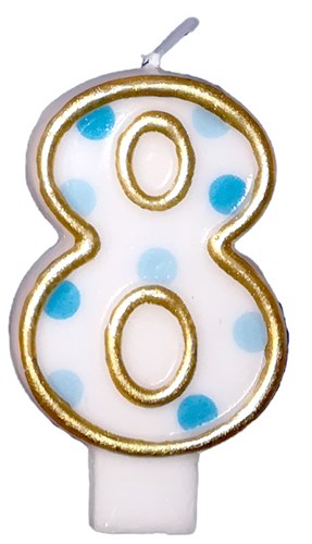 Taartkaars blauw nummer 8